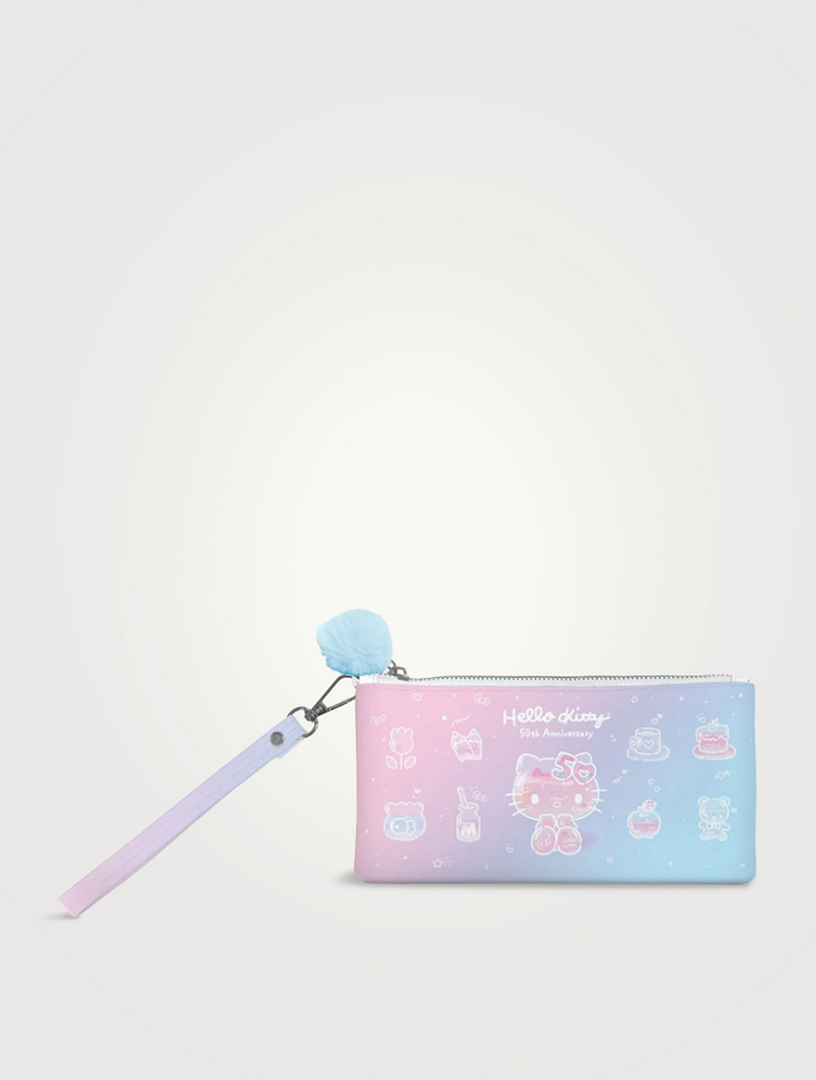 Hello Kitty 50th Anniversary Pencil Pouch With Wrist Strap And Decorative Pull