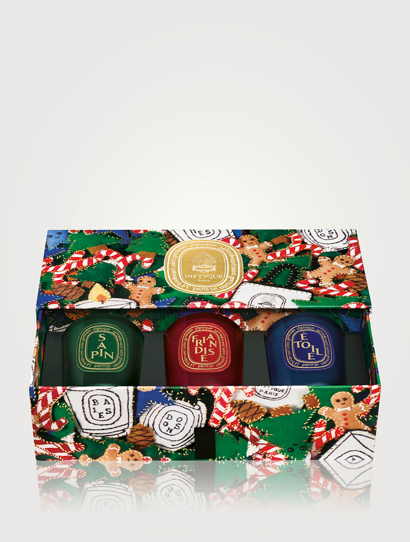 Sapin (Pine Tree), Friandise (Sweet Treat), Étoile (Star) - Set of 3 Small Candles