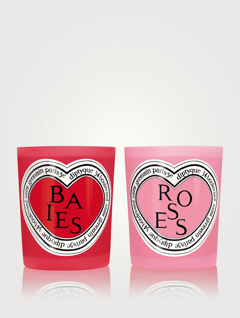 Duo de bougies classiques Baies et Roses, édition Saint-Valentin