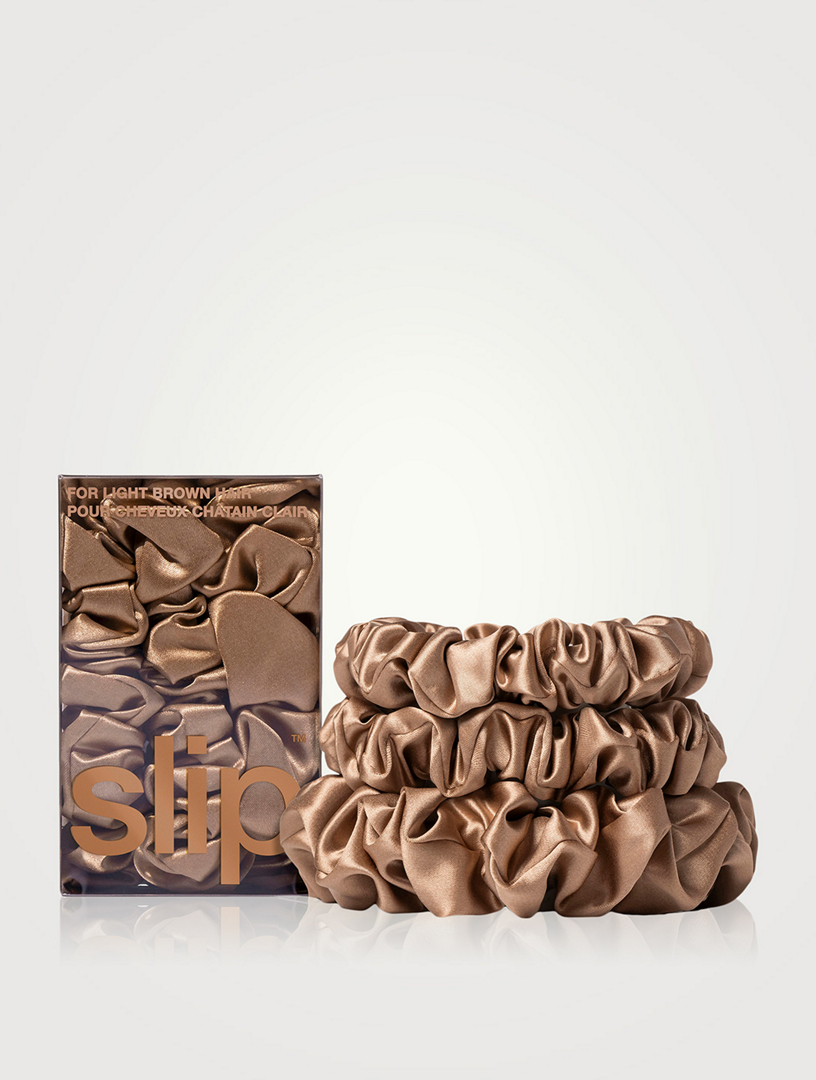 Pure Silk Assorted Scrunchies - Light Brown