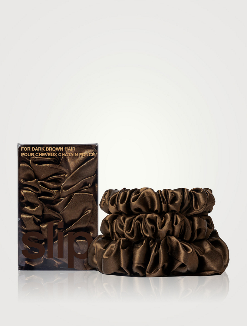 Pure Silk Assorted Scrunchies - Dark Brown