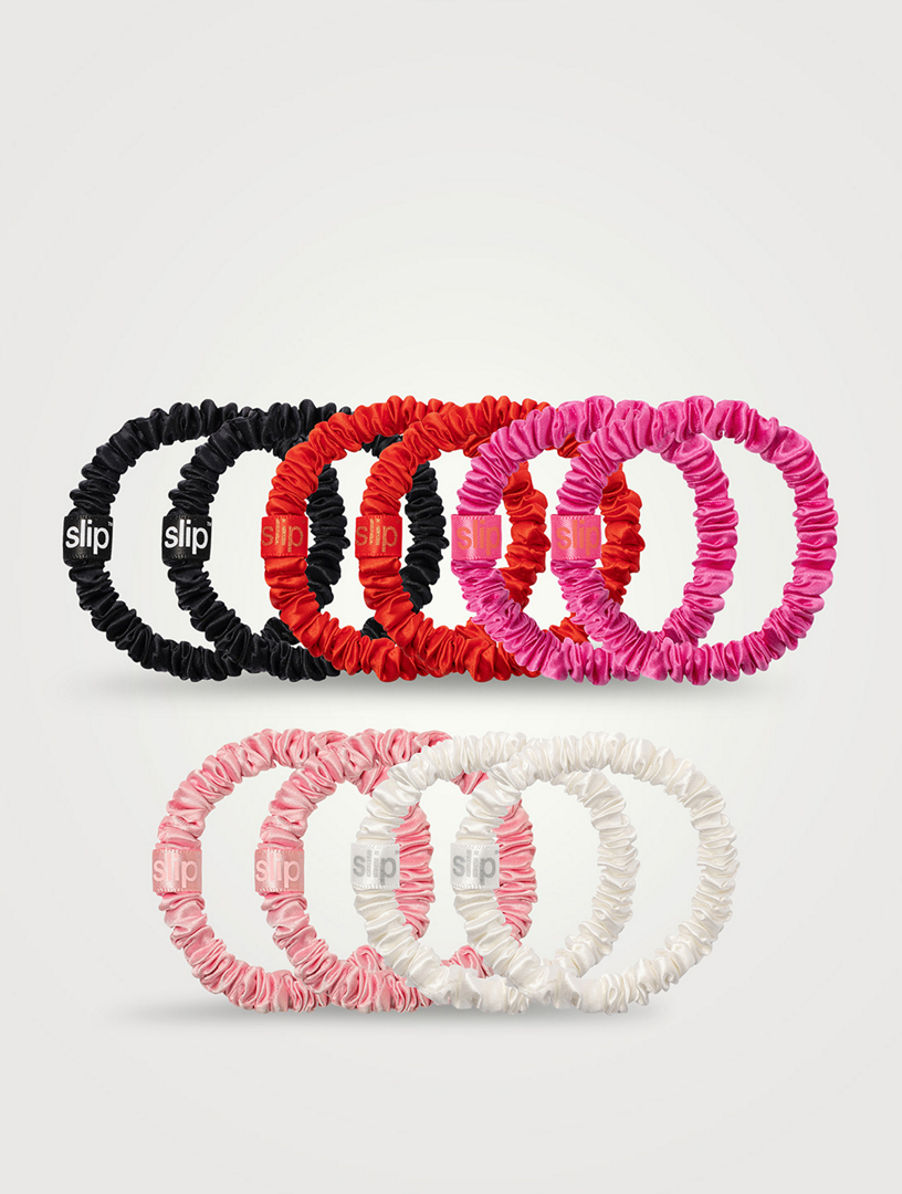 NEW - Slip Holiday Jean Cracker Set of 10 Skinny Silk Hair Ties Slip 10-Pc. Pure Silk Skinny Scrunchie Cracker Set - Maisie  main image 2