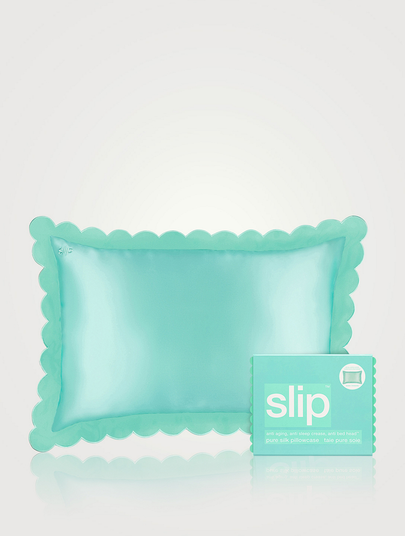 Pure Silk Queen Pillowcase With Scalloped Edge - Turquoise