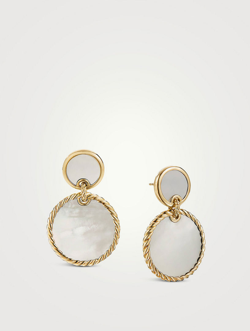 Dy Elements® Double Drop Earrings In 18k Yellow Gold With Black Onyx