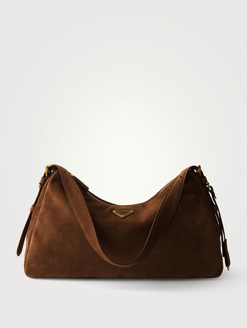 Prada Aimèe Large Suede Shoulder Bag