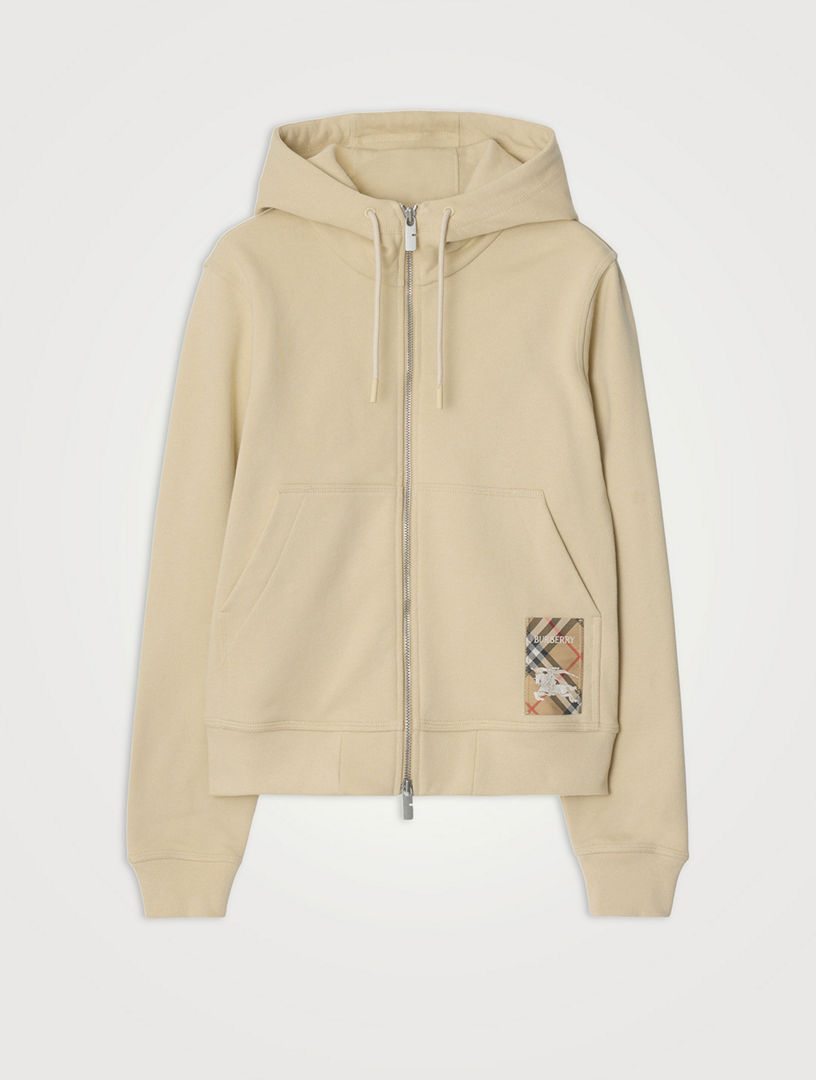 Hoodie zippé en coton avec étiquette Check