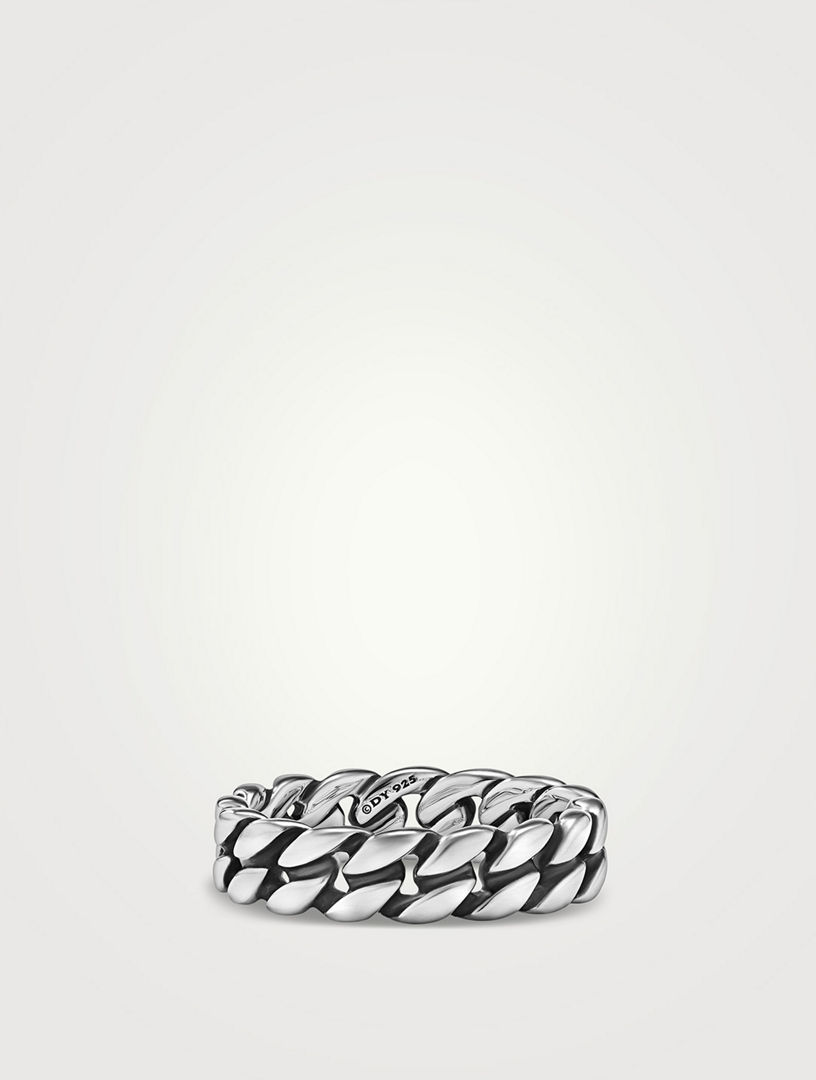 Anneau chaîne en maille cheval en argent sterling, 6 mm