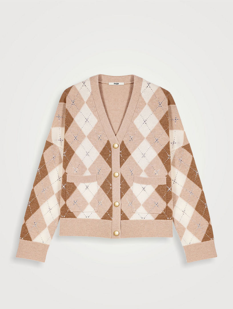 Rhinestone Argyle Cardigan