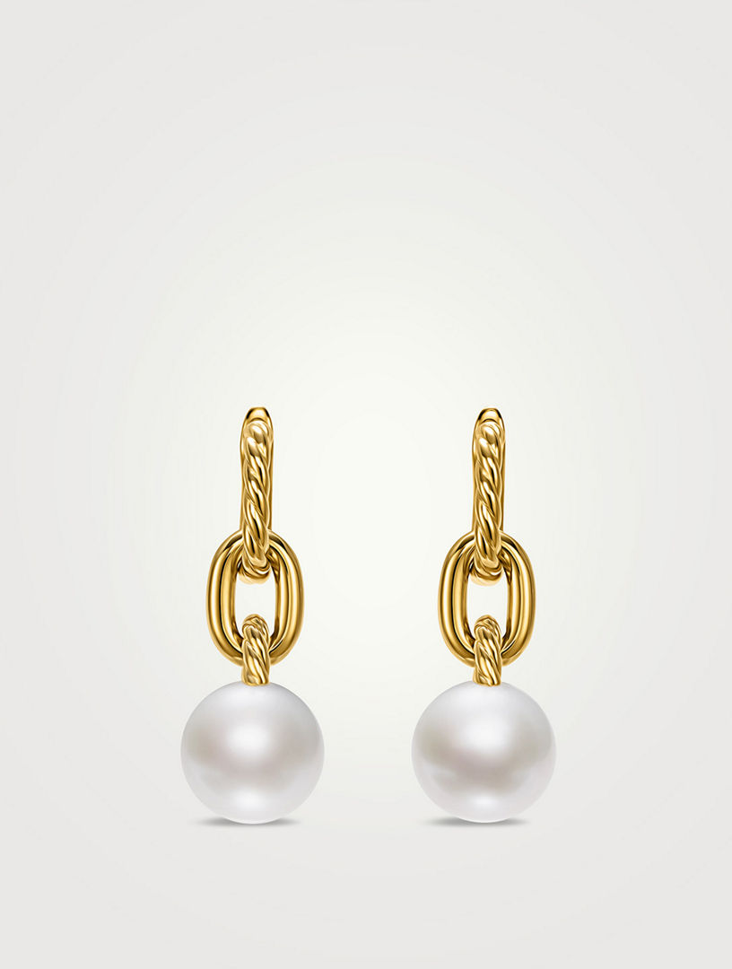 Boucles d’oreilles pendantes à perles DY Madison® en or jaune 18 carats, 32 mm