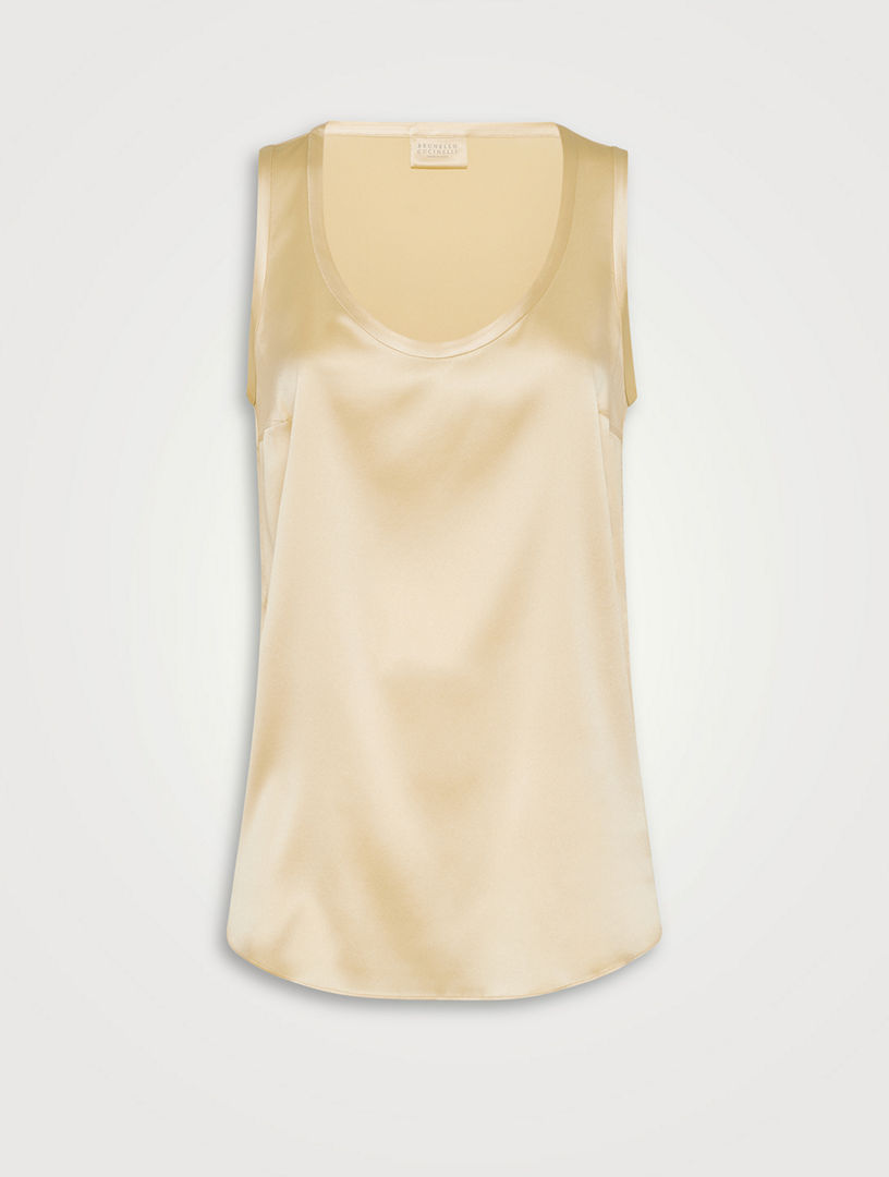 Gold satin tank top online