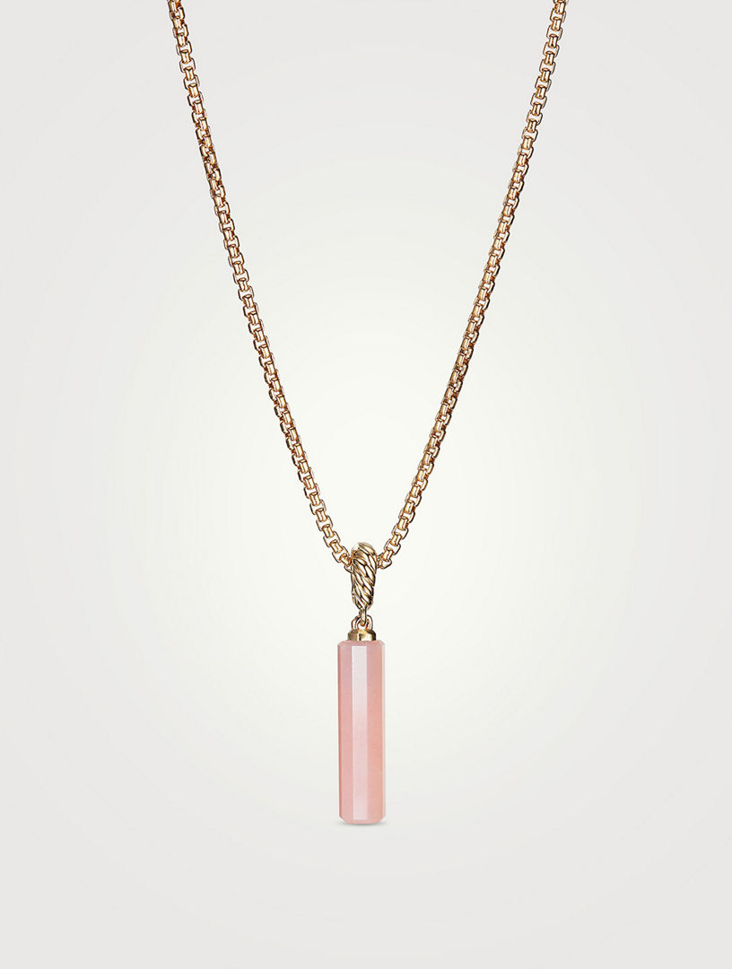 Barrel Amulet With Pink Opal And 18k Yellow Gold