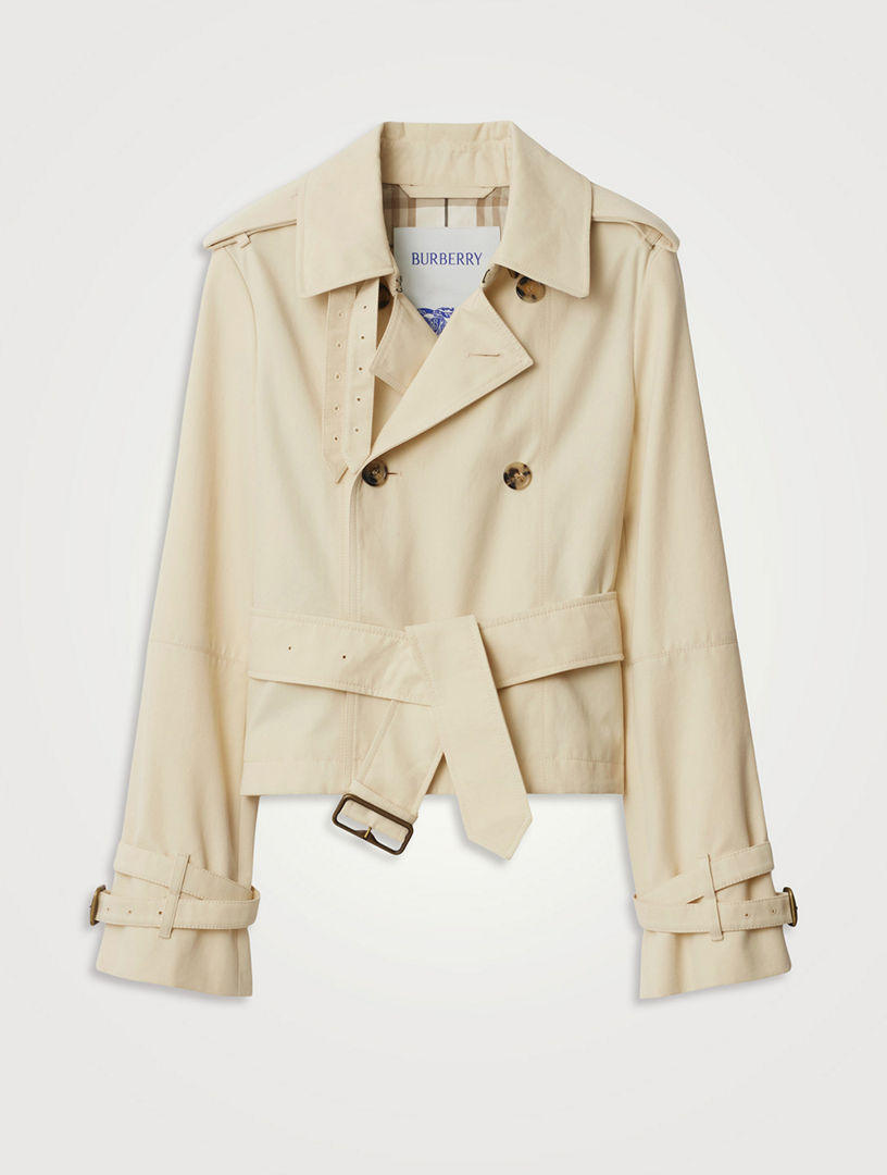 Cropped Cotton Blend Trench Jacket