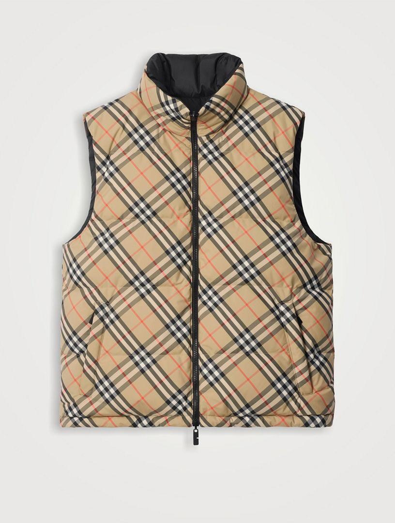 Reversible Check Puffer Gilet