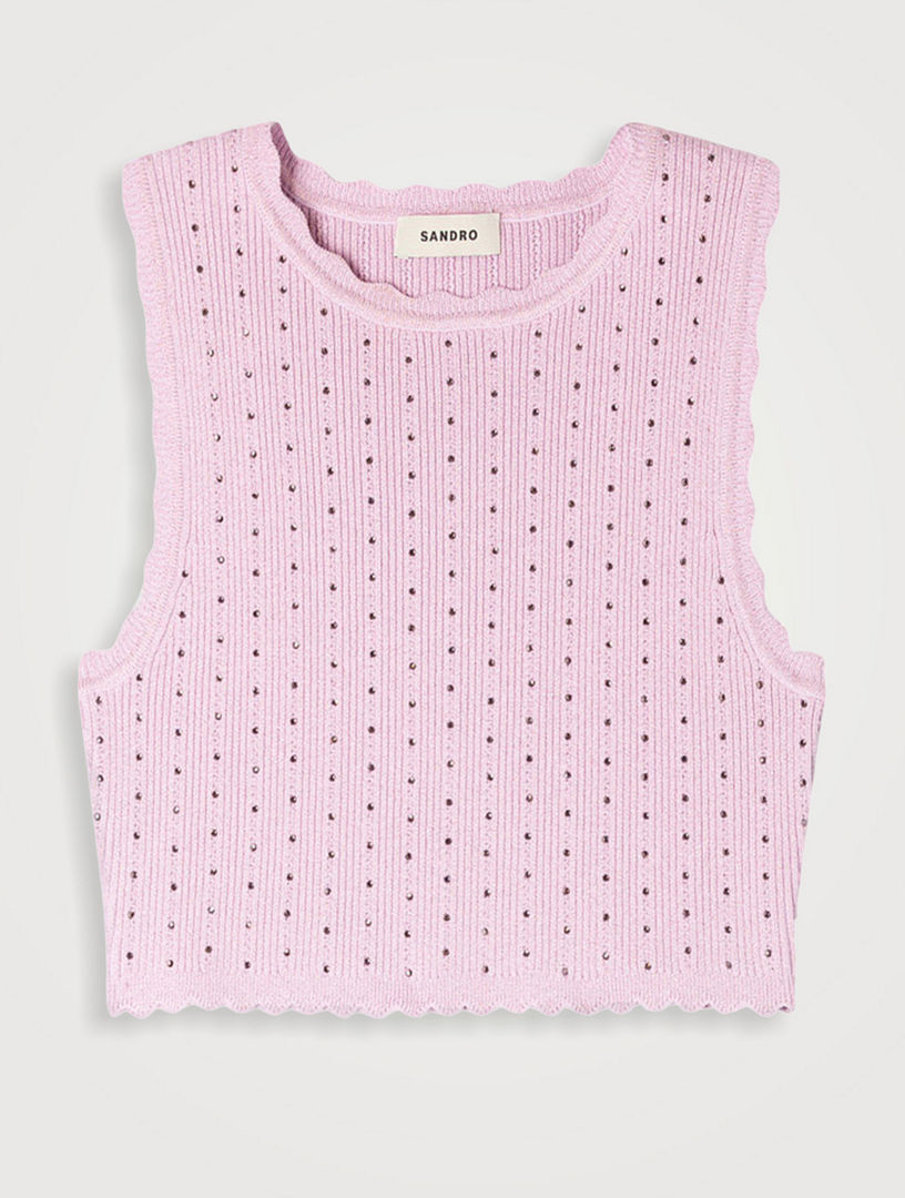 Rhinestone Knit Crop Top