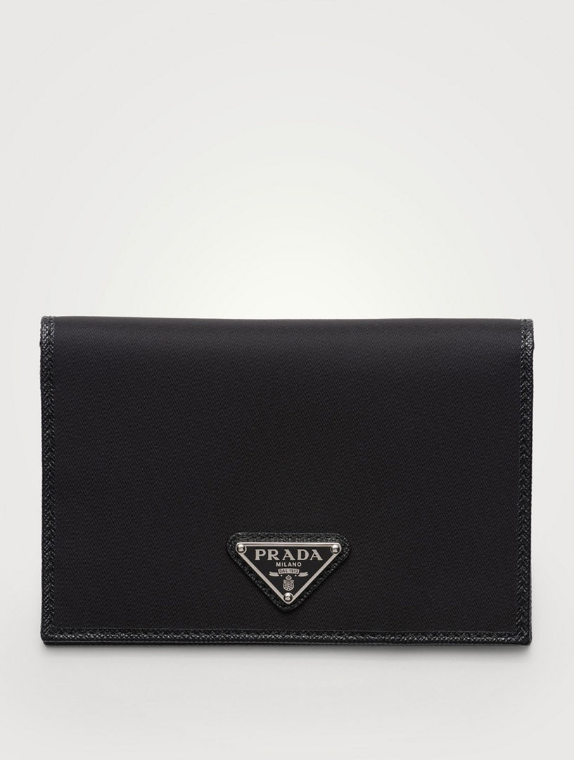 Re-nylon And Saffiano Leather Passport Holder