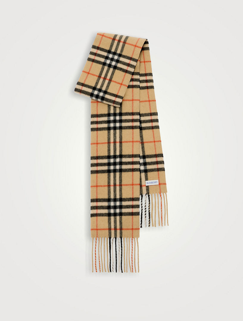 Narrow Check Cashmere Scarf