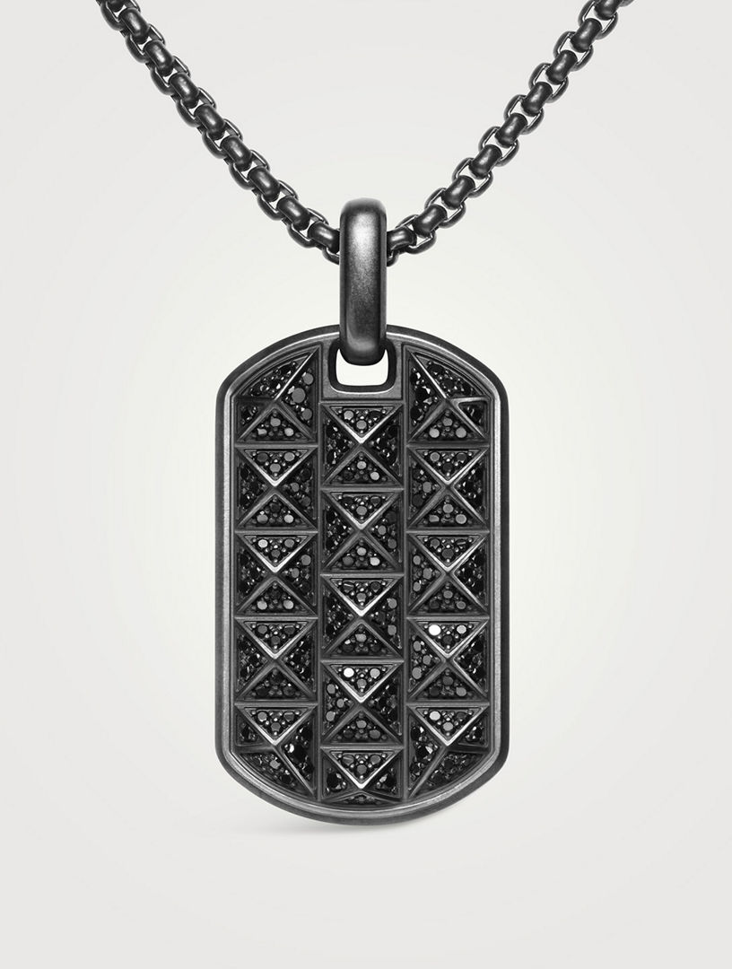 Pyramid Tag In Black Titanium With Black Diamonds, 35mm