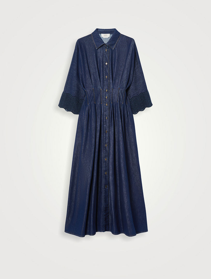 sandro knit and denim maxi dress Rhinestone mavis