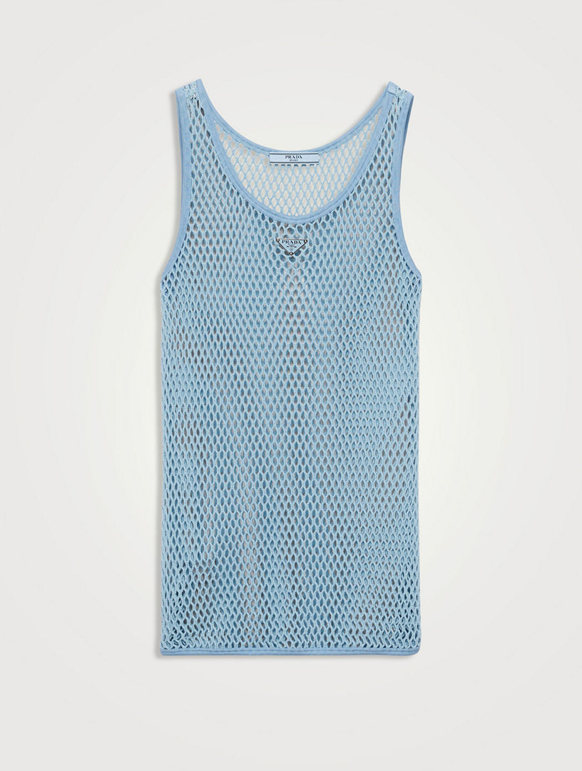 Sleeveless Cotton Mesh Top