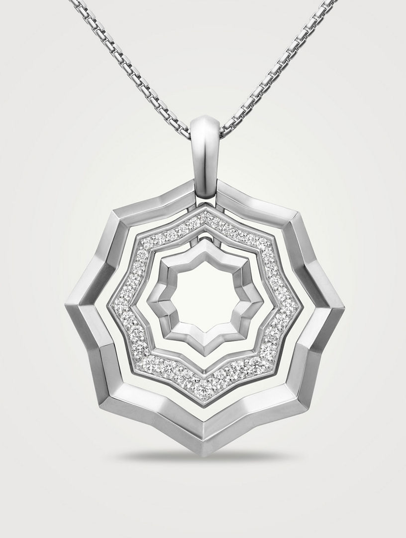 Collier avec pendentif Stax Zig Zag en argent sterling avec diamants, 28 mm