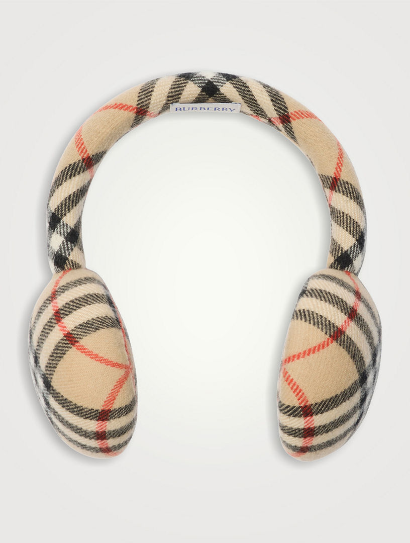 Check Wool Cashmere Earmuffs