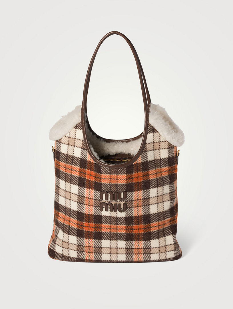 Ivy Plaid And Shearling Bag