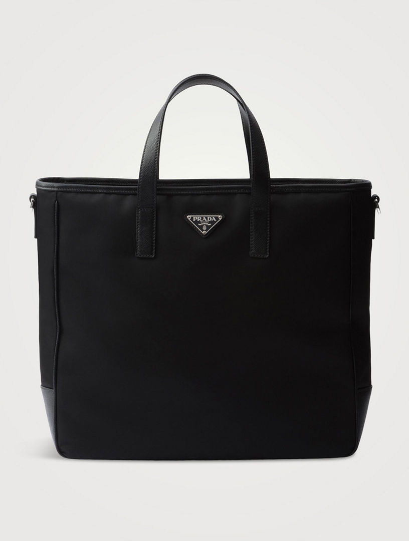 Re-nylon And Saffiano Leather Tote Bag