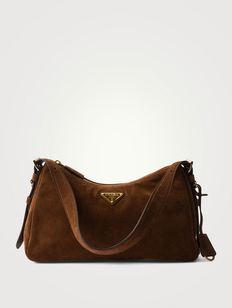 Prada Aimée Medium Suede Shoulder Bag