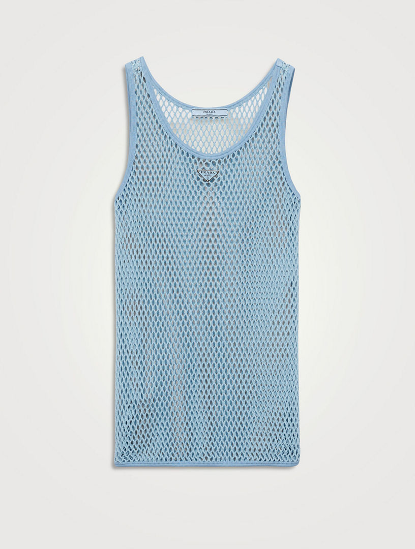 Sleeveless Cotton Mesh Top