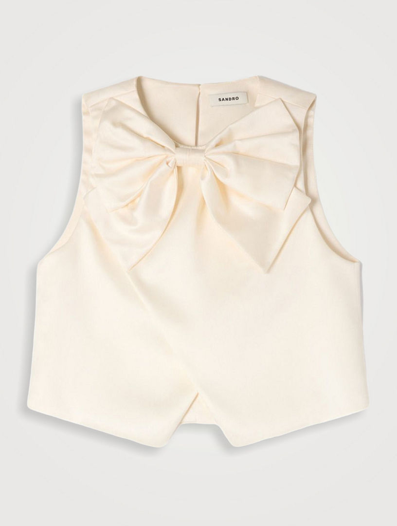 Top court satiné à nœud