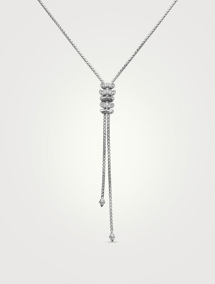 Collier en Y Stax Zig Zag en argent sterling avec diamants