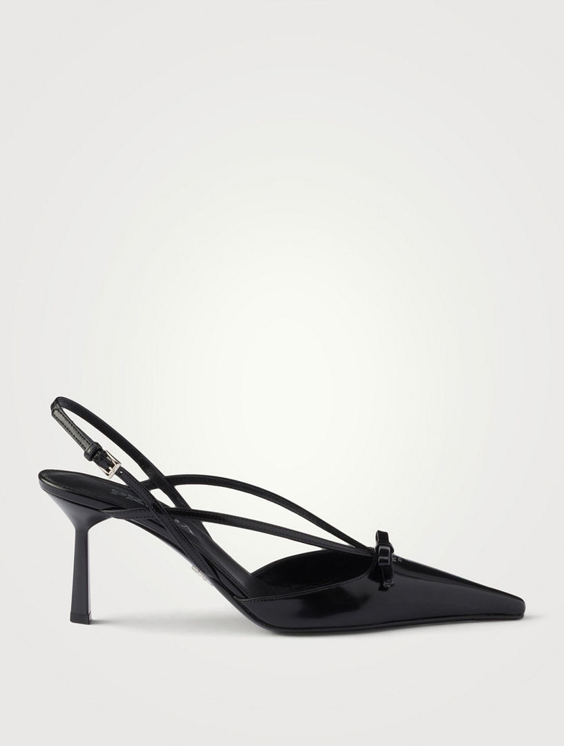Brushed Leather Slingback Pumps