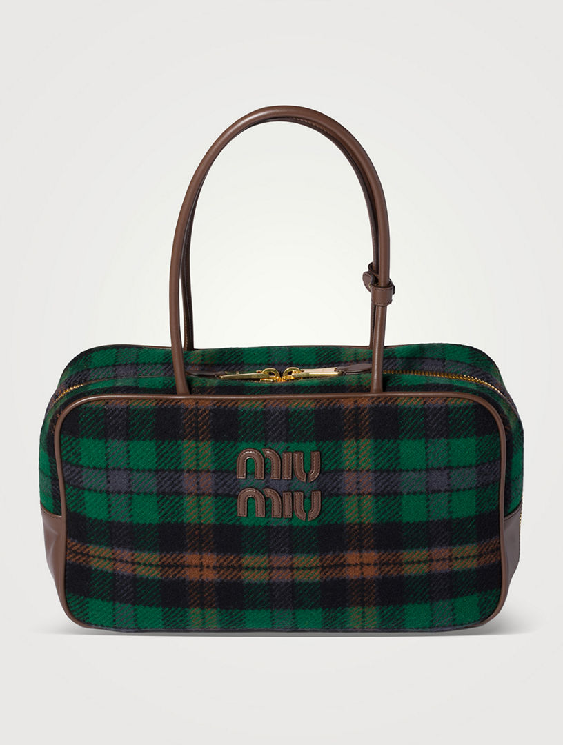 Beau Tartan Top-handle Bag With Leather Details