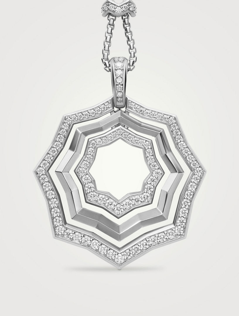 Collier avec pendentif Stax Zig Zag en argent sterling avec diamants, 38 mm