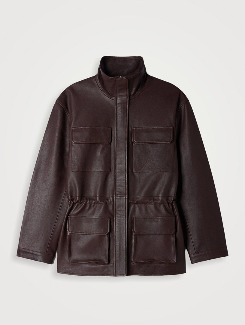 Oversized Leather Collar Jacket