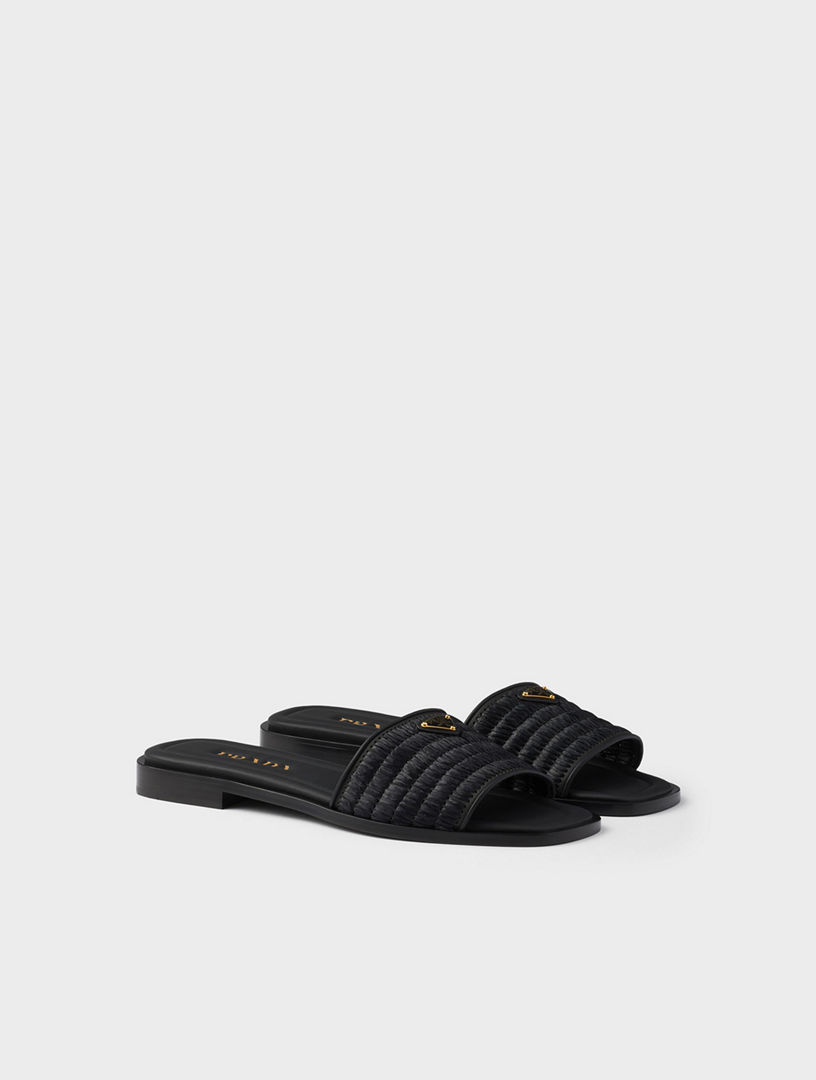 サンダル・ミュール Mon pocket padded leather and nylon mule Mon Pocket leather-trimmed mules in black - Moncler | Mytheresa