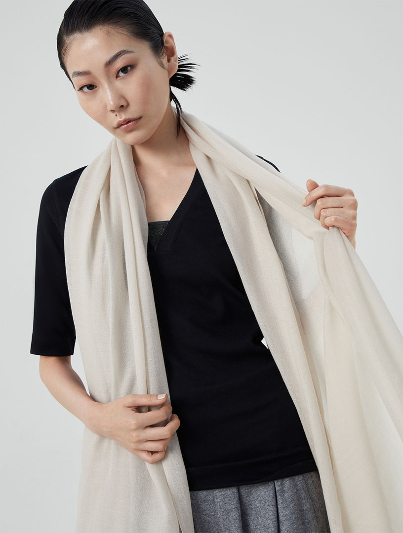 Cashmere And Silk Scarf in Brown - Brunello Cucinelli