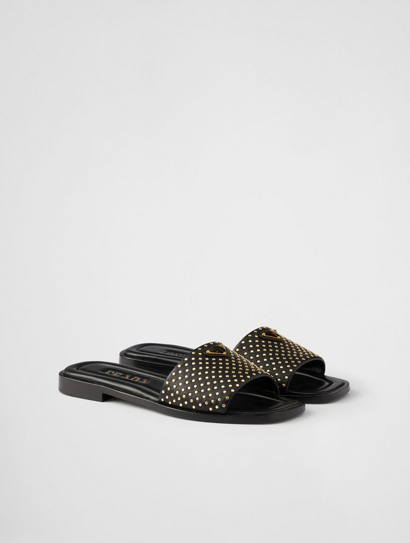 サンダル・ミュール Mon pocket padded leather and nylon mule Mules with small heels | Jonak Canada