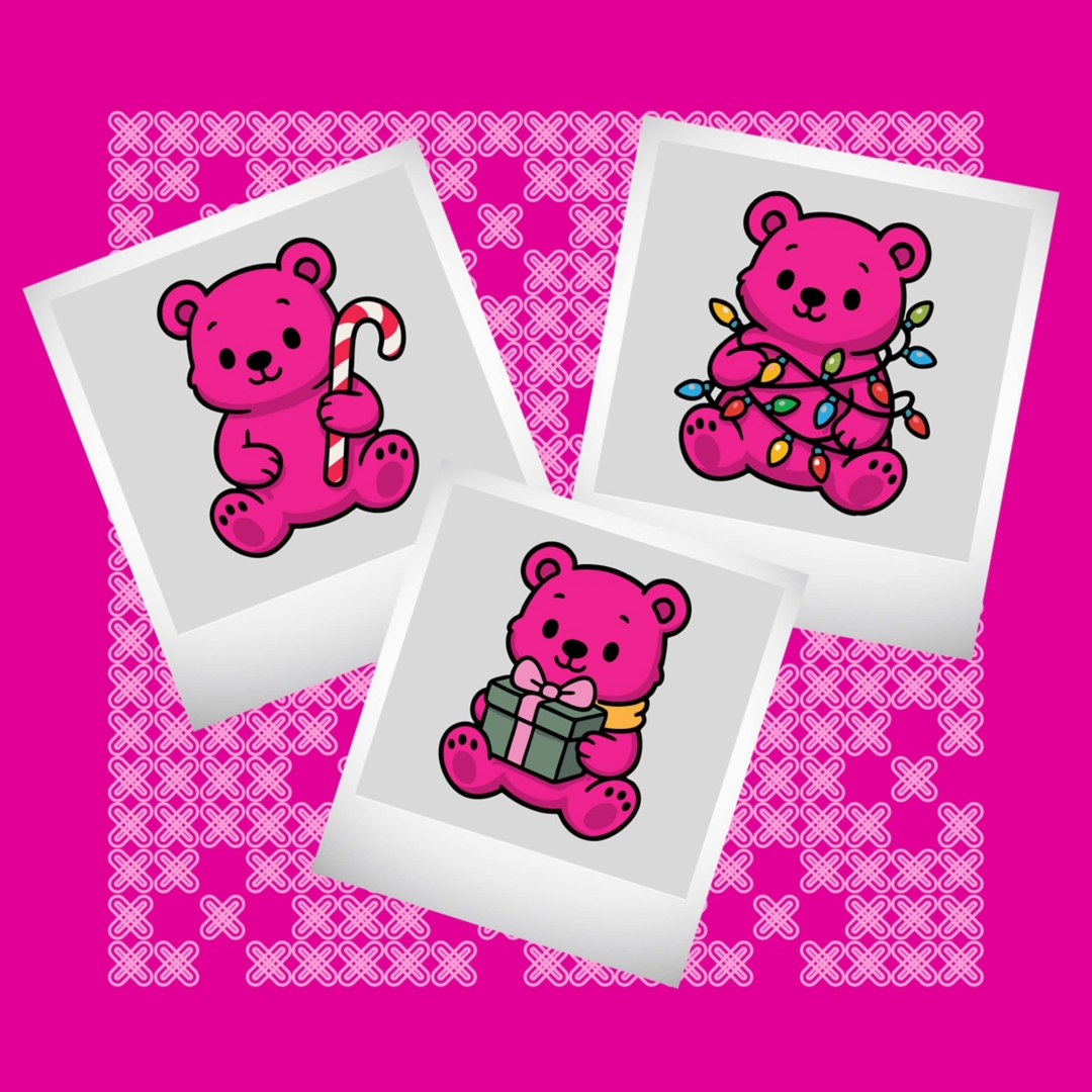 Magenta tile with cartoon bears