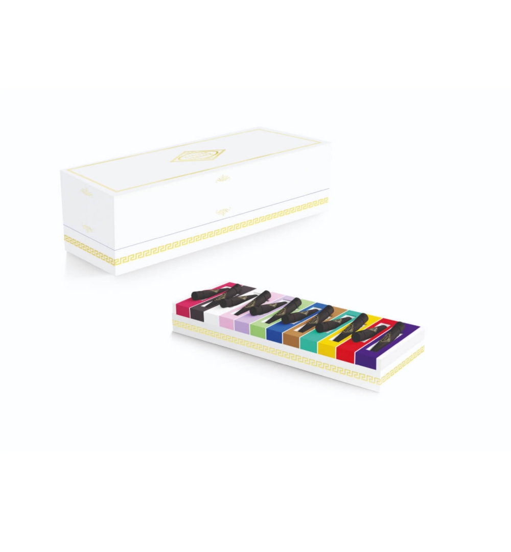 A colourful box of Versace Atelier perfumes