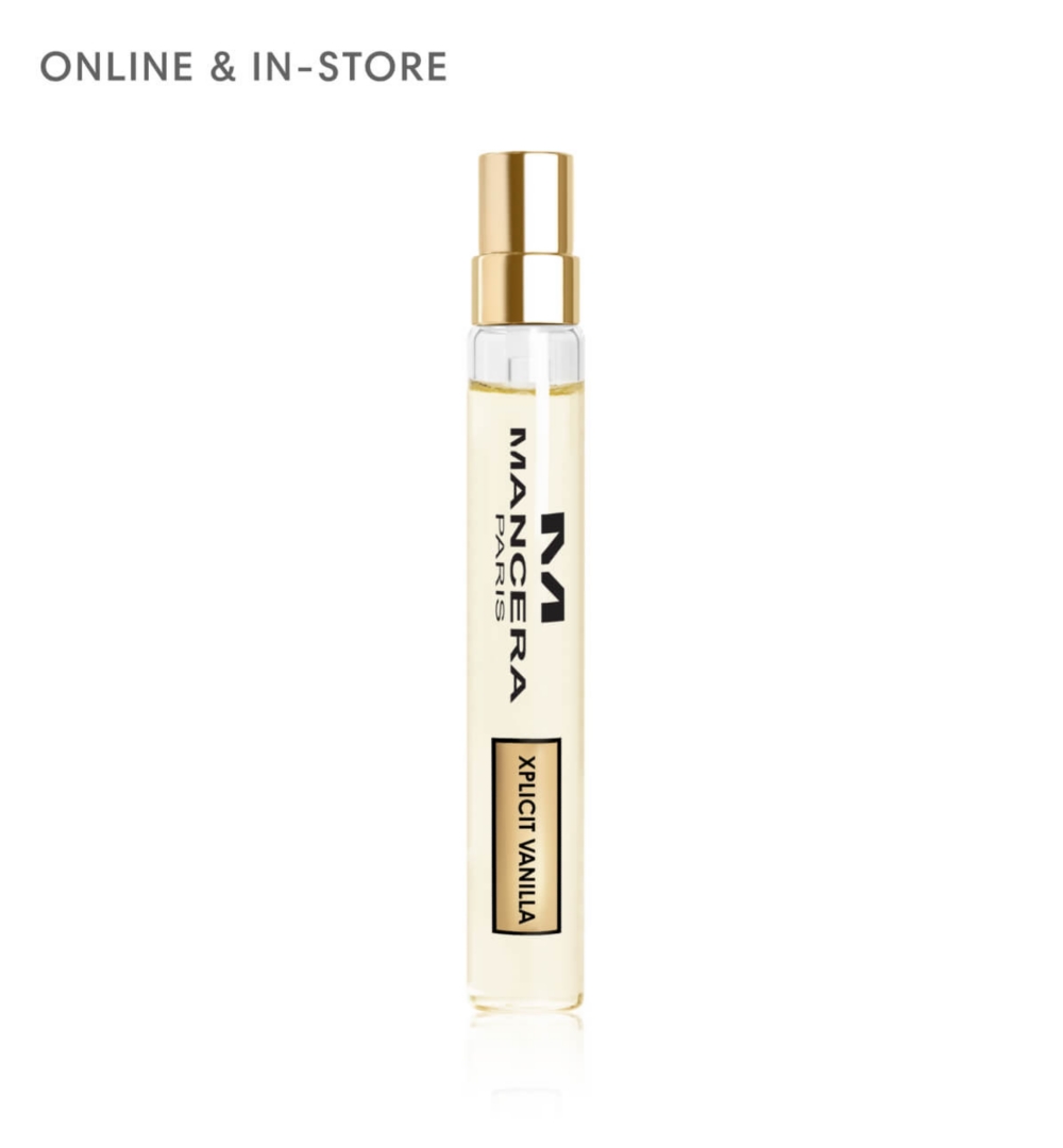 Two minature fragrances alongside a painted package