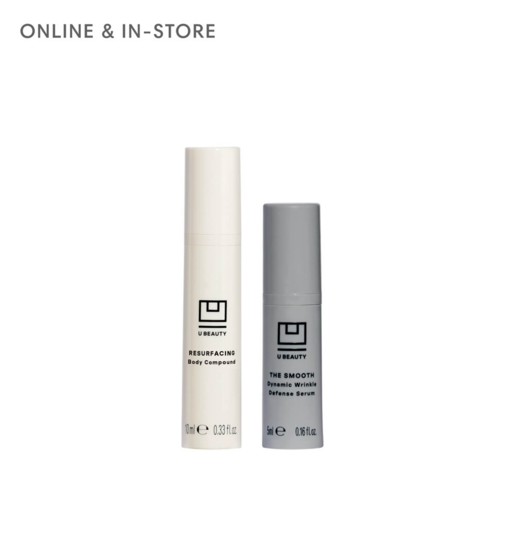 Two bottles of U Beauty skincare products